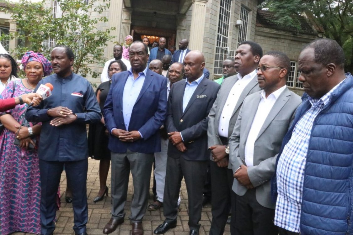 Kalonzo, Azimio leaders visit Moi family, pay tribute to departed June Chebet