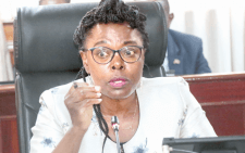 Controller of Budget Margaret Nyakang’o addresses the press in her office during a past function. PHOTO/Print