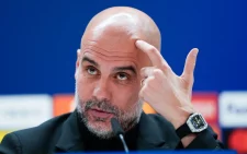 Pep Guardiola’s Ksh163M watch is seen during a press conference.