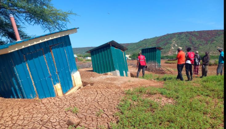 Sinking toilets in flooded in school in Isiolo. PHOTO/@KenyaRedCross/X