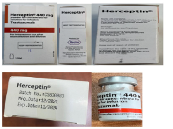 Counterfeit Herceptin 440mg. PHOTO/@ppbkenya/x