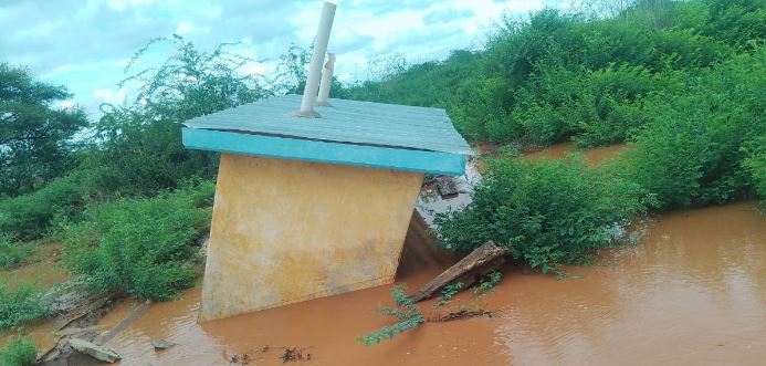 Sinking toilets in flooded in Merti Isiolo. PHOTO/@KenyaRedCross/X