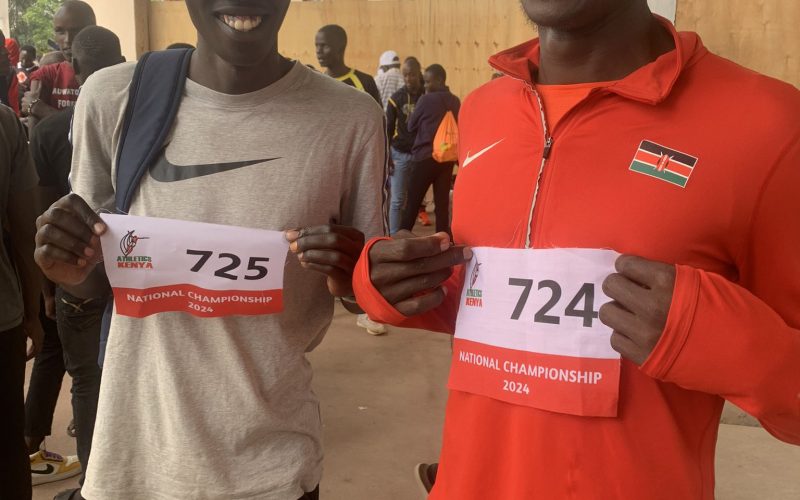 Athletes display their Bib numbers ahead of the 2024 National championships
 at Ulinzi Complex PHOTO/Athletics Kenya/@athletics_kenya/X