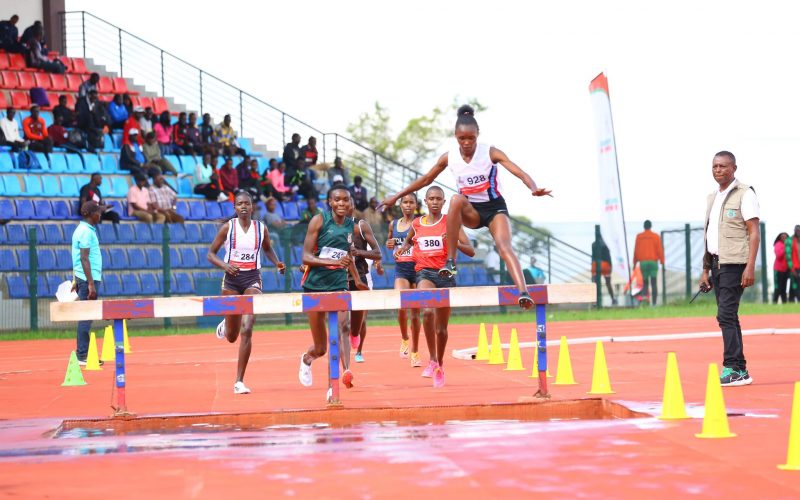 KDF lead the women's steeplechase at the AK National Championships. PHOTO/@athletics_kenya/X