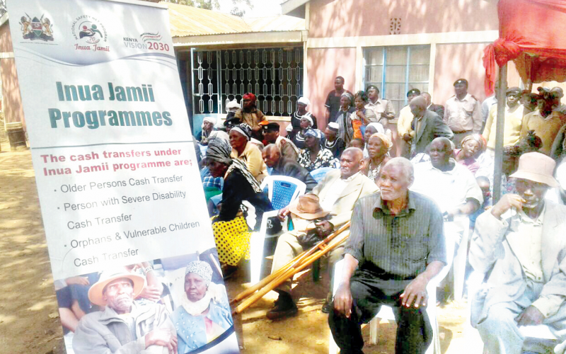 Senior citizens at a past meeting about the Inua Jamii cash transfer programme. PHOTO/Print