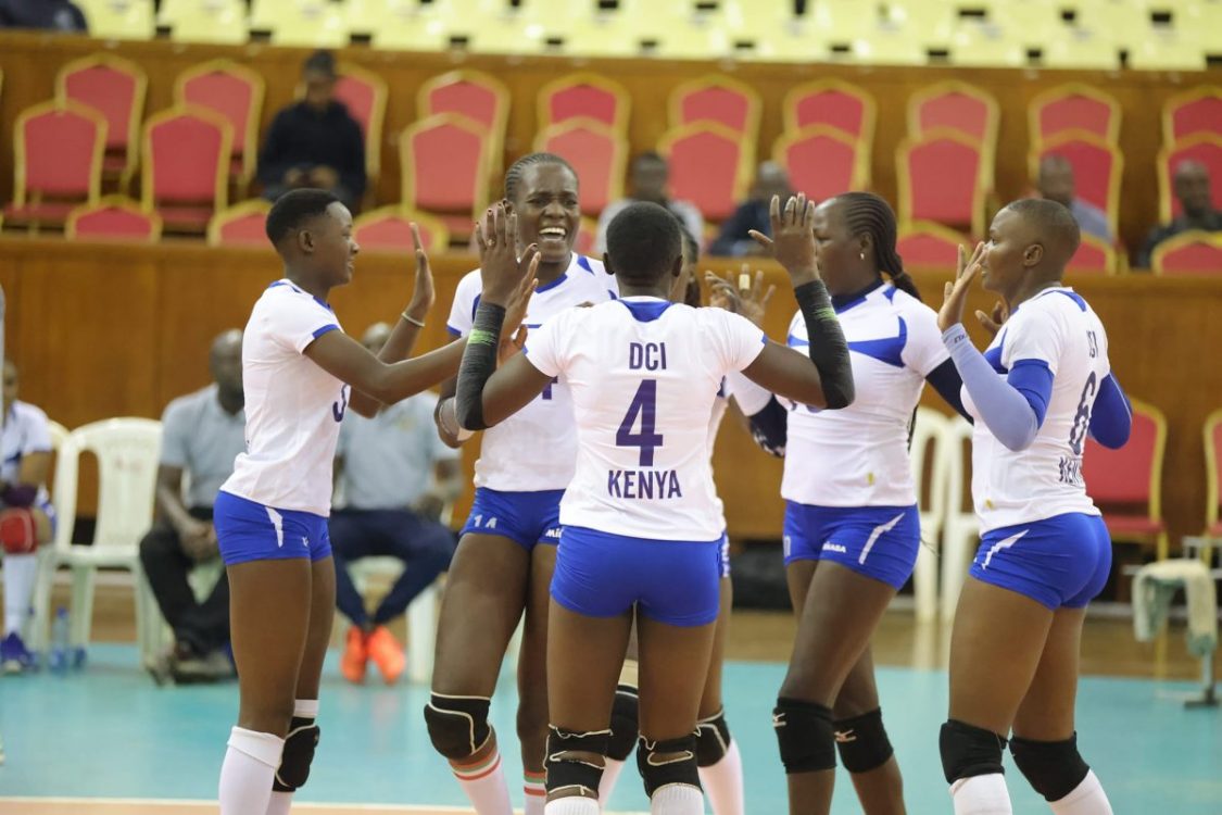 DCI players react in their KVF National League Playoffs match against Nairobi Prisons. PHOTO/Kenya Volleyball Federation/Facebook