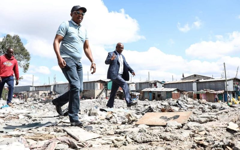 Interior Cabinet Secretary Kithure Kindiki during a tour of Nairobi areas affected by floods. PHOTO/@KindikiKithure/X