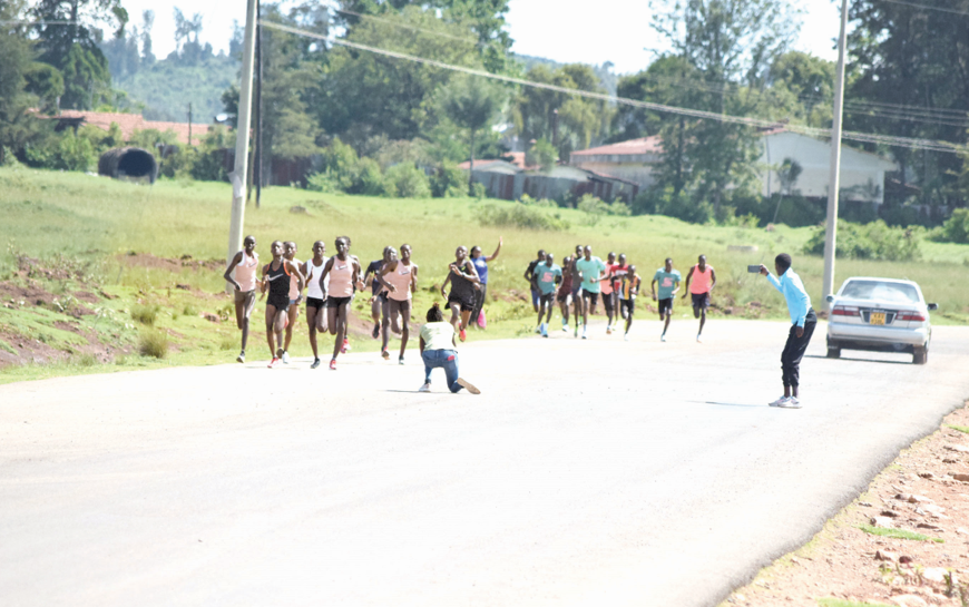 Athletes train on busy roads in Nyahururu as stadium becomes water-logged