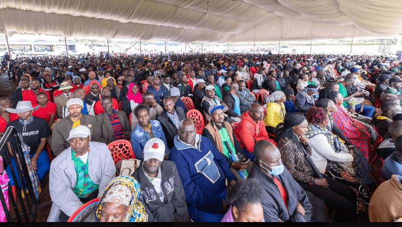 Workers and members of public during Labour Day celebrations at Uhuru Gardens. PHOTO/(@WilliamsRuto)/X