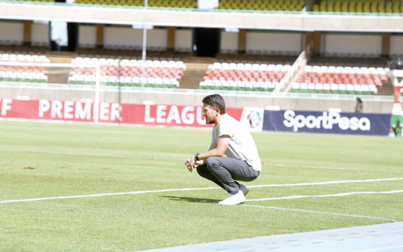 Former Gor Mahia FC head coach Jonathan Mckinstry reacts during their FKF-PL match against Sofapaka FC held at the Kasarani Stadium, Nairobi on August 26, 2023. PHOTO/Rodgers Ndegwa