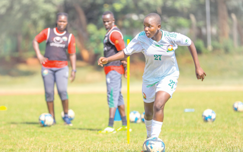 Christine Adhiambo in training with the Junior Starlets team ahead of the World Cup qualifying second leg against Ethiopia on Sunday.