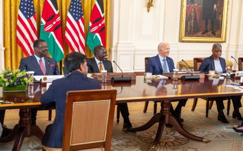 President William Ruto and his US Counterpart Joe Biden during a roundtable meeting on WEdnesday May 22, 2024. PHOTO/ @StateHouseKenya/X
