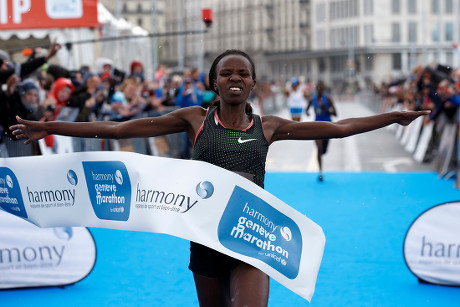 Kenyan Marathoner Josephine Chepkoech breaks the tape. PHOTO/World Athletics