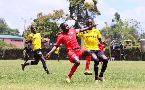 Baron Ochieng in action for the Kenya U20 Rising Stars in a friendly match against the Tusker FC Youth Team.