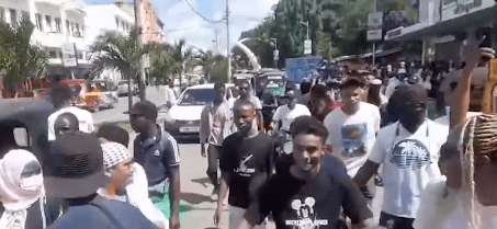 Mombasa youth demonstrate on streets. PHOTO/Screengrab/ X