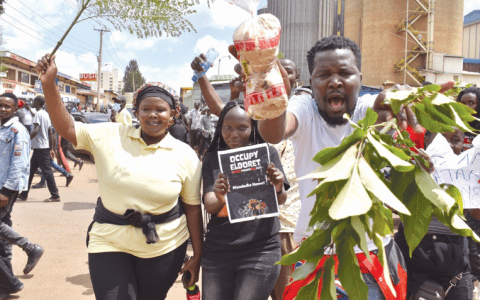 People protesting in Eldoret town. PHOTO/Print