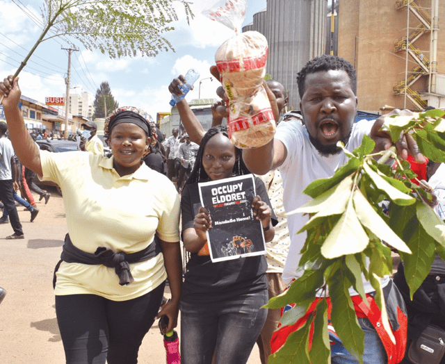 People protesting in Eldoret town. PHOTO/Print