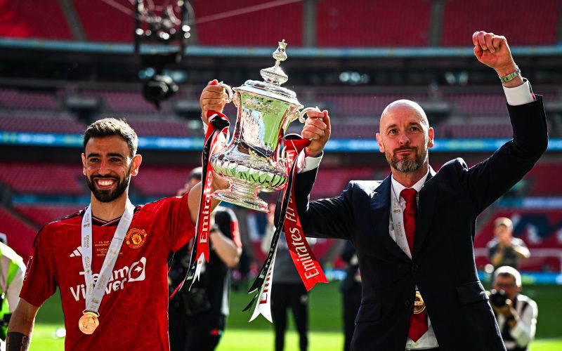 Manchester United manager Erik Ten Hag and captain Bruno Fernandes. PHOTO/@ManUtd/X