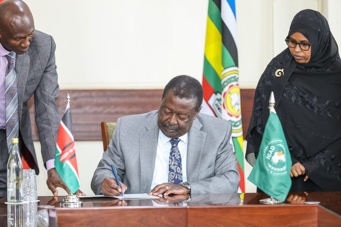 Prime Cabinet Secretary Musalia Mudavadi signs the IGAD Protocol on Transhumance. PHOTO/@OfficePCS_KE/X