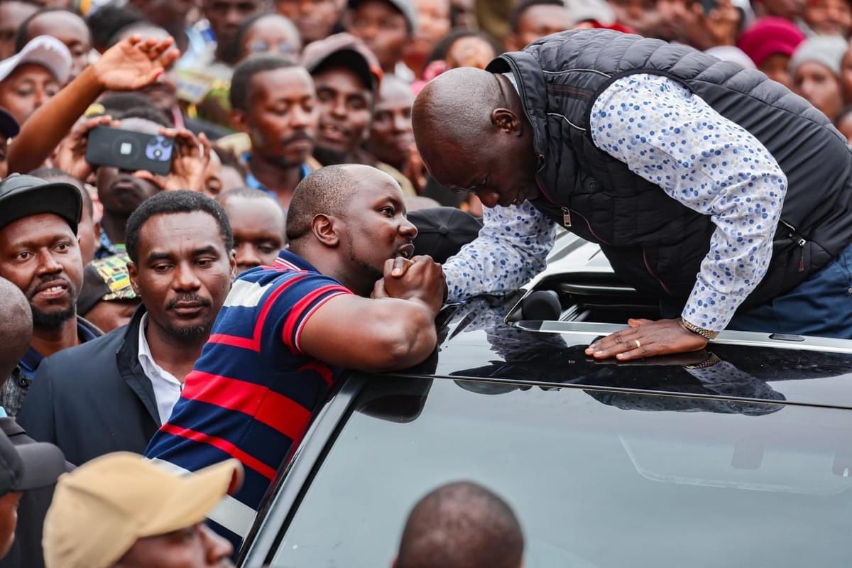 Deputy President Rigathi Gachagua addressing members of the public in Nyeri town.