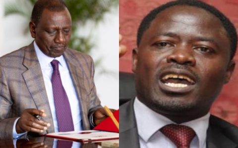 A photo collage of President William Ruto and Homabay Town MP Peter Kaluma. PHOTOs/@WilliamsRuto &@gpdkaluma/X