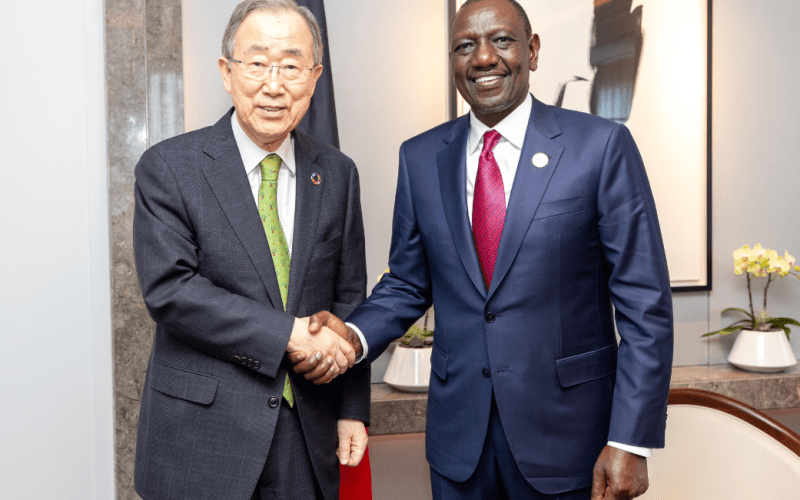 President Ruto holding talks with Former UN Secretary General Ban Ki-moon in Seoul. PHOTO/@WilliamsRuto/X