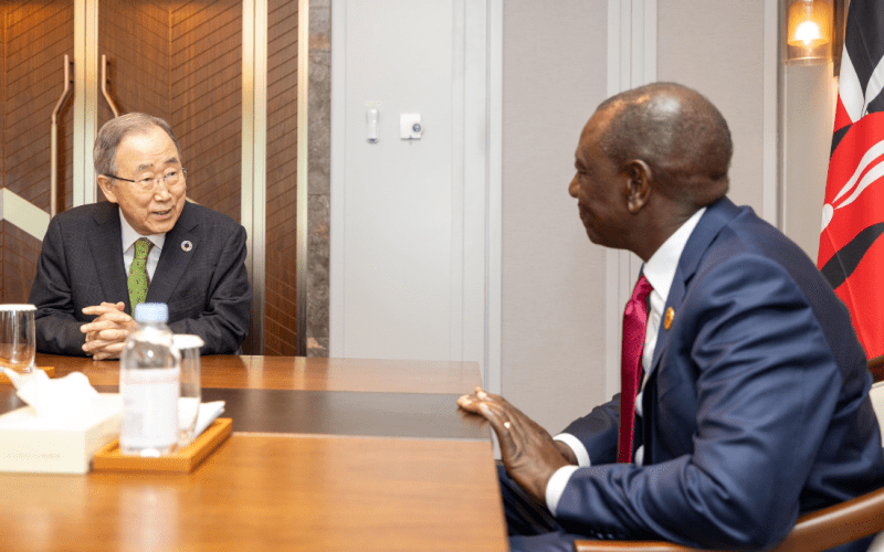 President Ruto holding talks with Former UN Secretary General Ban Ki-moon in Seoul. PHOTO/@WilliamsRuto/X