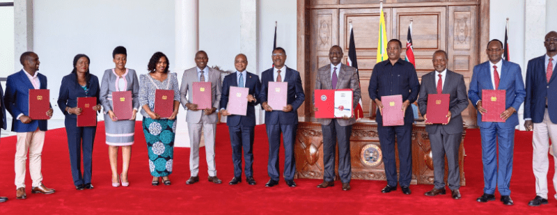 President William Ruto and other leaders after signing Appropriation Bill. PHOTO/President William Ruto preparing to signing Appropriation Bill. PHOTO/@WilliamsRuto/X