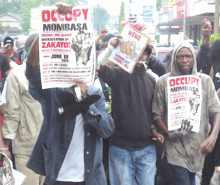 Protestors swarm Mombasa streets to vent tax anger. PHOTO/Print