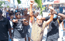Anti-Finance Bill protesters demonstrate in Mombasa on Thursday.