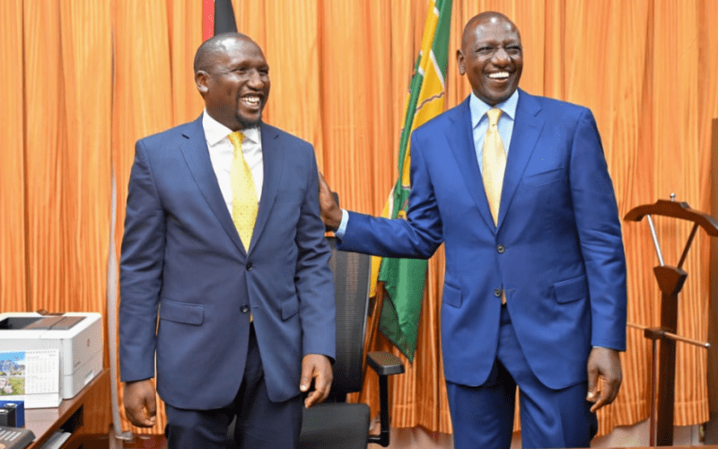 Senator Aaron Cheruiyot and President William Ruto. PHOTO/@Aaroncheruiyot.X