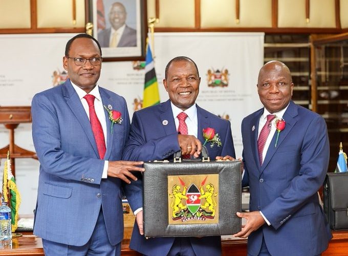 Cabinet Secretary Njuguna Ndung'u with PS before presenting the budget highlights on Thursday June 13, 2024. PHOTO/ @KeTreasury/X.