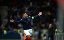 France's star footballer Kylian Mbappé celebrating after scoring. PHOTO/@KMbappe/X.