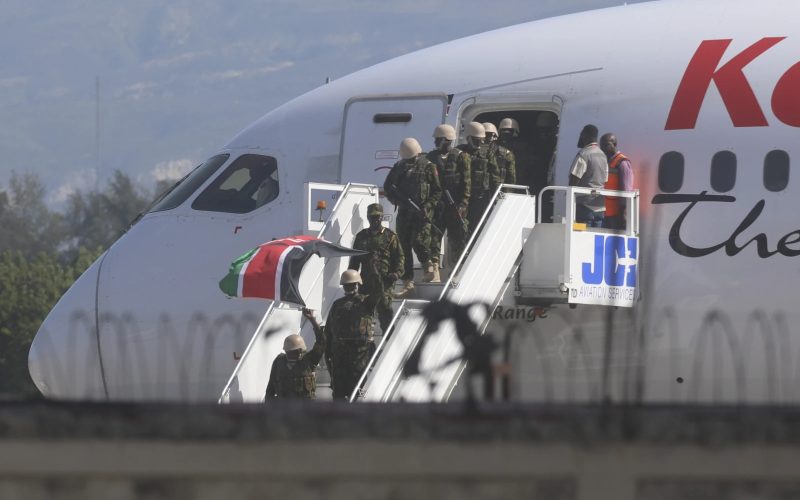 Police from Kenya deplane at the Toussaint Louverture International Airport in Port-au-Prince, Haiti, Tuesday, June 25, 2024. PHOTO/ AP Photo/Odelyn Joseph