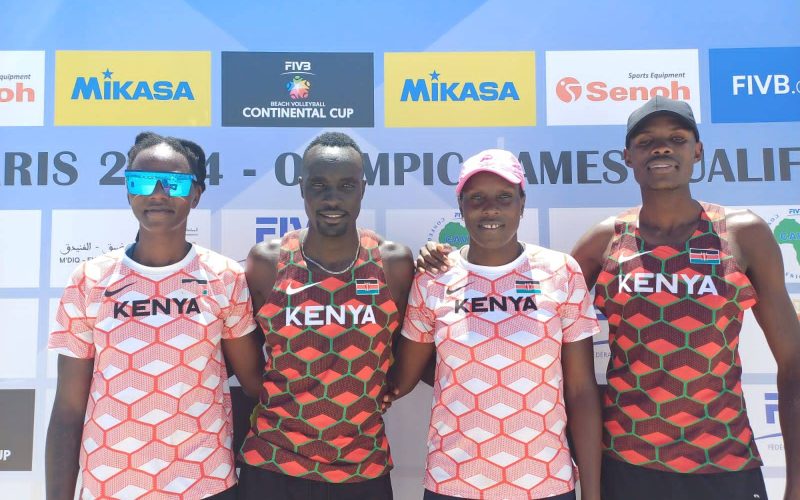 The Kenya Beach Volleyball team . PHOTO/Kenya Volleyball Federation/Facebook