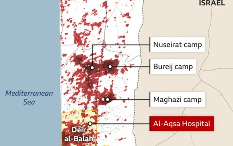 Satellite data showing damaged areas in Gaza. PHOTO/BBC