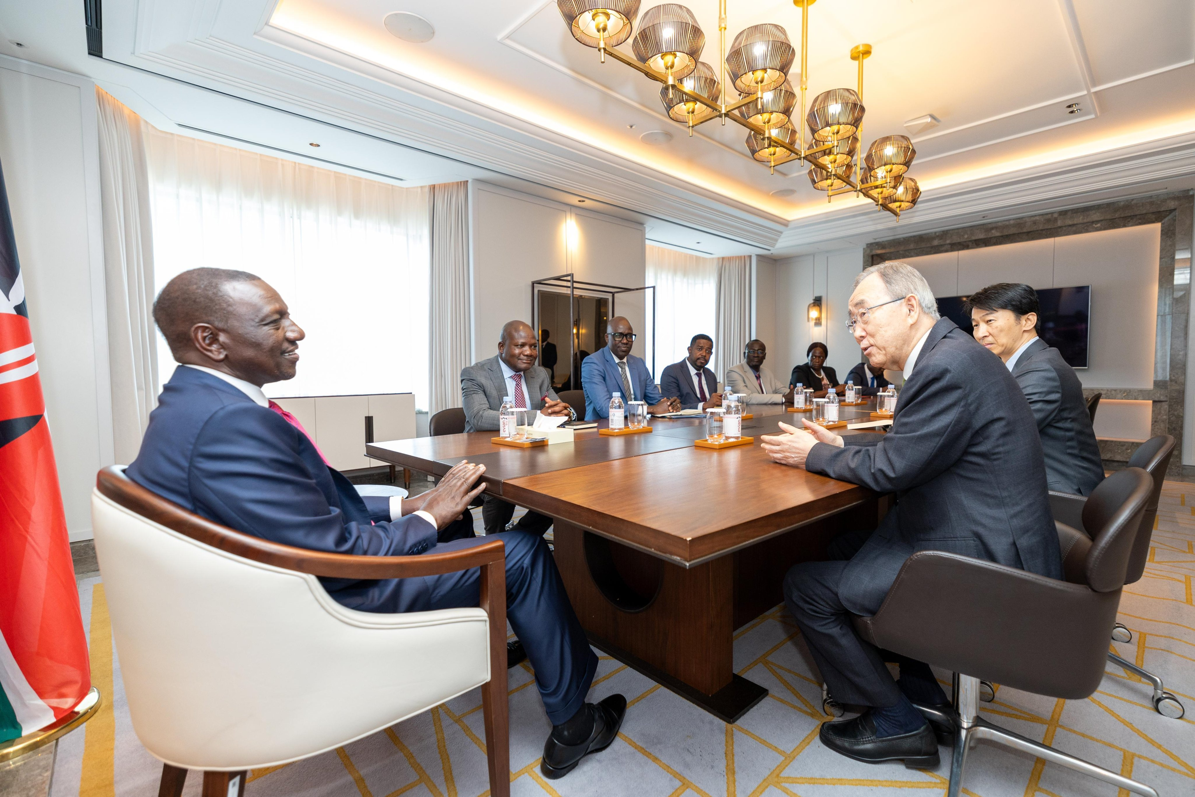 President Ruto holding talks with Former UN Secretary General Ban Ki-moon in Seoul. PHOTO/@WilliamsRuto/X