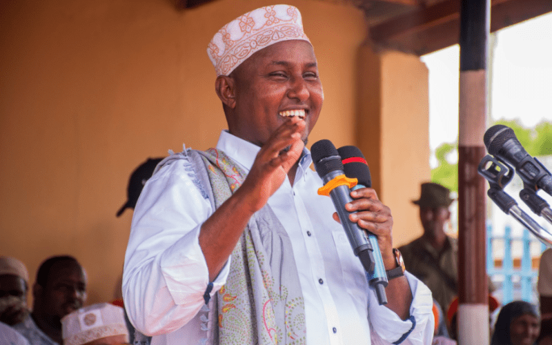 Suna East MP Junet Mohammed speaks during an ODM membership recruitment drive in Wajir County in March 7, 2024. PHOTO/@JunetMohamed/X