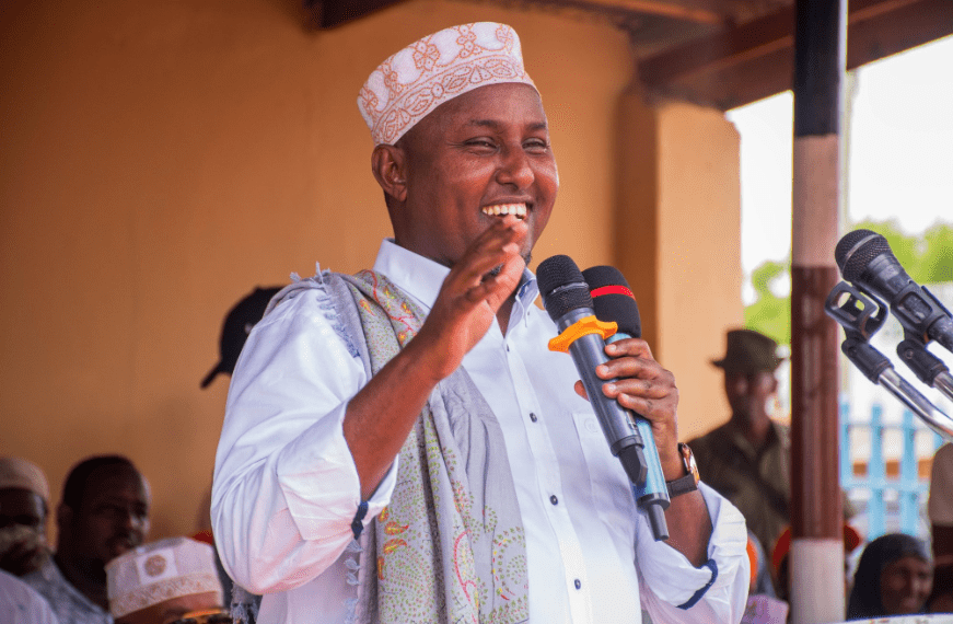 Suna East MP Junet Mohammed speaks during an ODM membership recruitment drive in Wajir County in March 7, 2024. PHOTO/@JunetMohamed/X