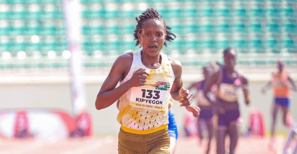 Faith Kipyegon on her way to winning the 5000m race at the National trials. PHOTO/@OlympicsKe/X