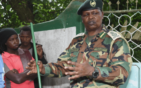 Chief Conservator of Forests (CCF) Alex Lemarkoko speaks at Cherenganyi Forest station where two forest rangers were killed before the assailant turned the gun on himself. PHOTO/@KeForestService/X.