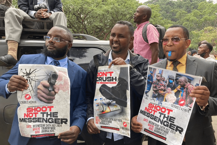 Top Journalists during the demos. PHOTO/@K24TV/X