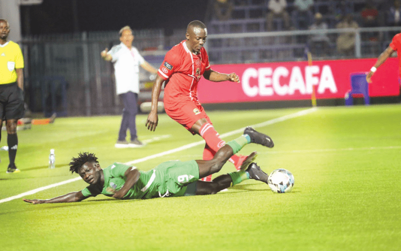 Part of action during the much-heated match between Gor Mahai and Red Arrows during the Cecafa Kagame Cup on Wednesday evening in Tanzania. PHOTO/CECAFA