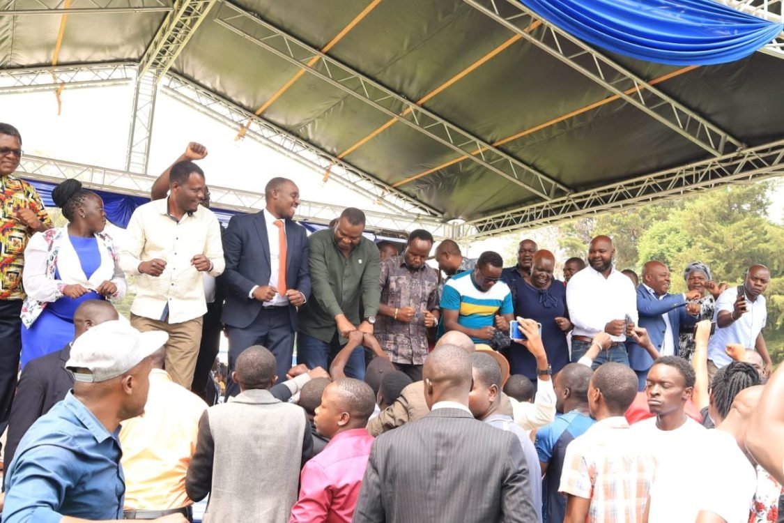 A section of leaders from Western Kenya region during the Kakamega Mulembe People's Assembly on July 29, 2024. PHOTO/@Cleophasmalala/X