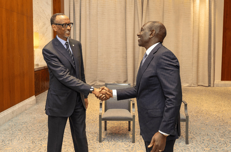 President William Ruto with Rwanda President Paul Kagame in a past event.