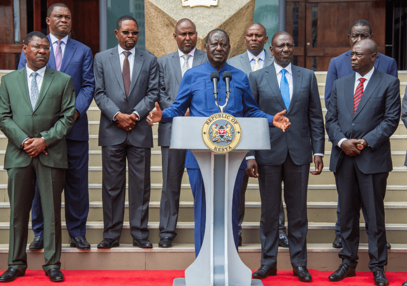 Opposition leader Raila Odinga speaking on Tuesday, July 9, 2024 at KICC after President William Ruto assented the Independent Electoral and Boundaries Commission (IEBC) (Amendment) Bill, 2024 into law. PHOTO/@RailaOdinga/X