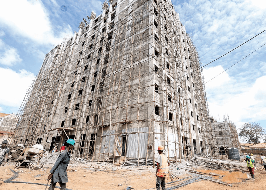 Workers at the site of the ongoing affordable housing project in Mukuru, Nairobi. PHOTO/Print