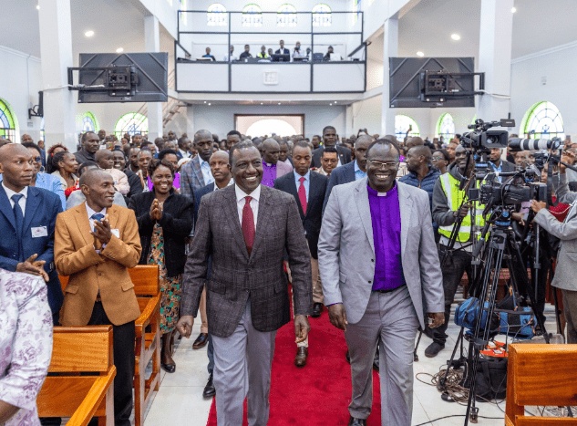 President William Ruto at Africa Gospel Church in Chebango, Bomet County.