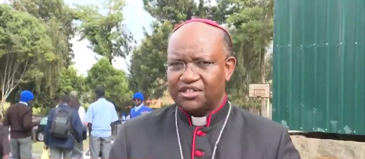 Nyeri Diocese Archbishop Anthony Muheria addressing the media in a past function. PHOTO/Screengrab by People Daily Digital