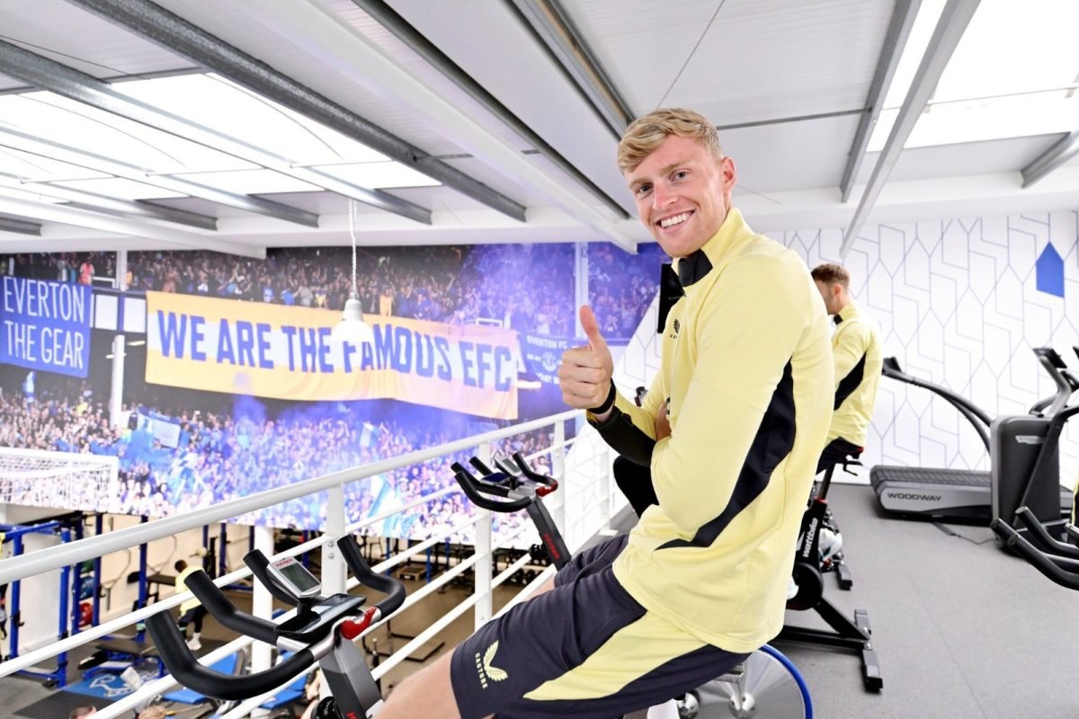 Everton defender Jarrad Branthwaite during a training session. PHOTO/@Everton/X